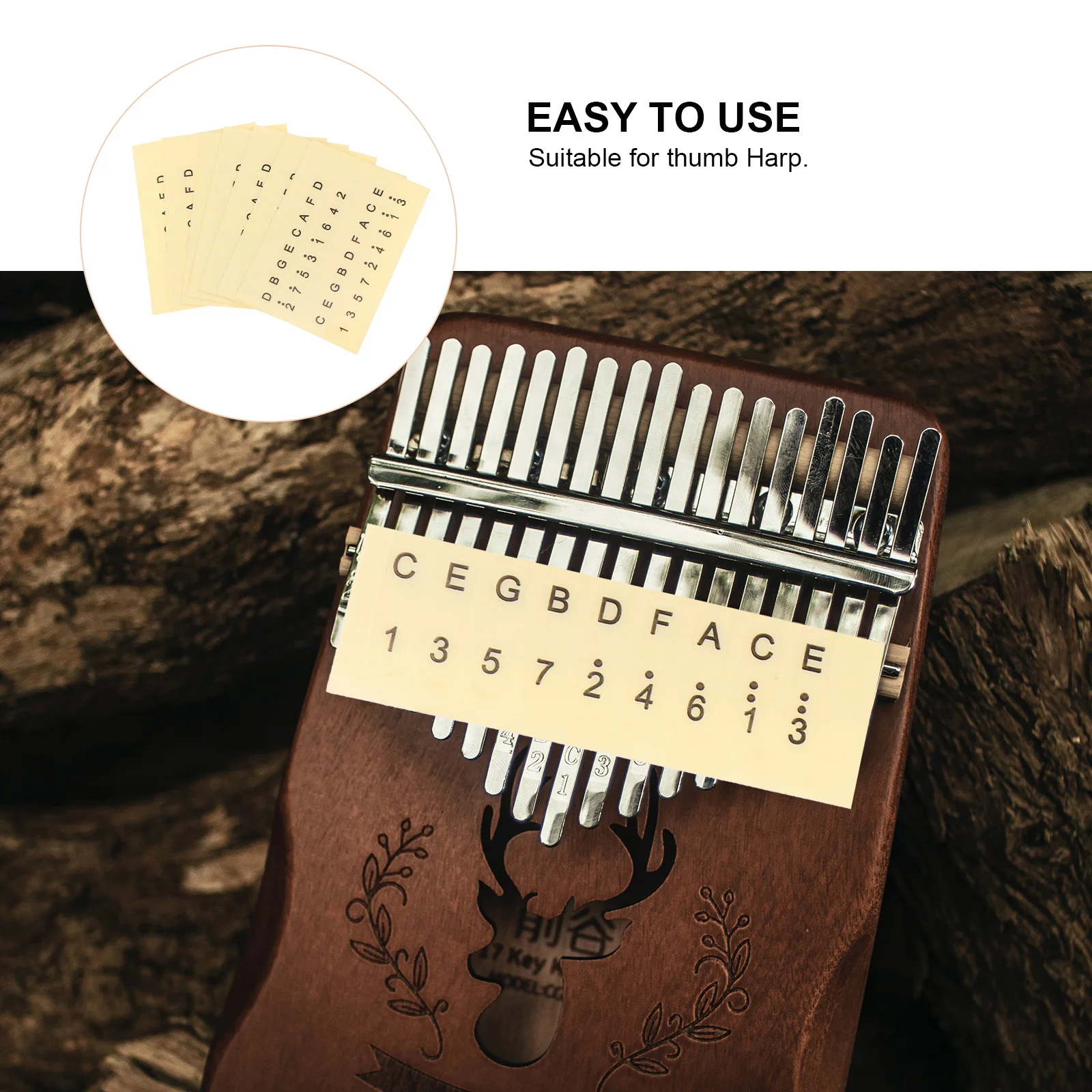 6Pcs Kalimba Scale Stickers Finger Instrument Decal for Starter Bright Appearance Easy to Master Durable and Safe