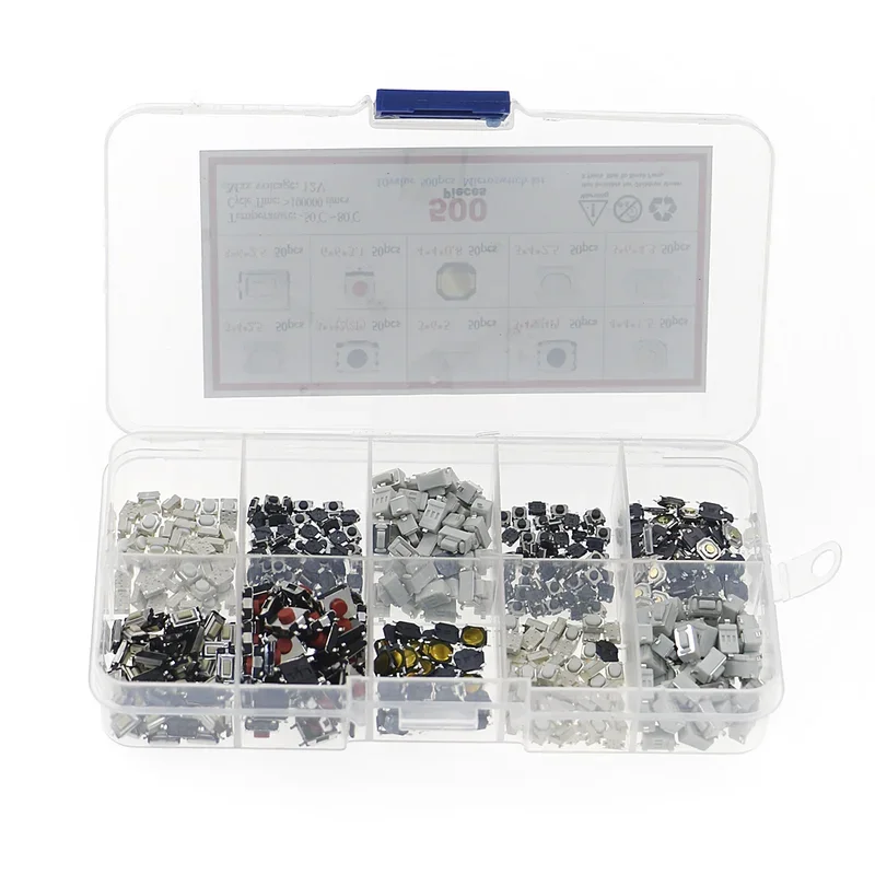 Set di kit assortito con microinterruttore a pulsante tattile da 10 tipi da 500 pezzi