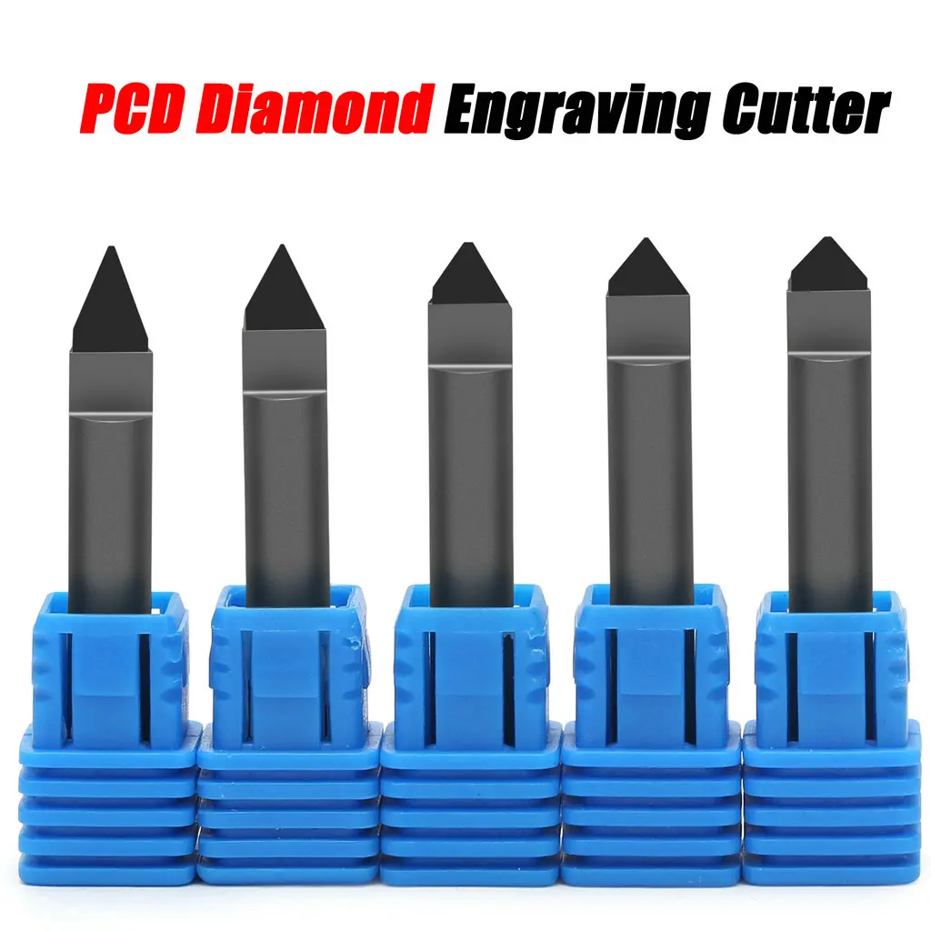 

22.5-60 Degree V-Shaped PCD Diamond Engraving Cutter Stone Milling Bit CNC Router Endmill Marble Granite Carving Tools Set Sale