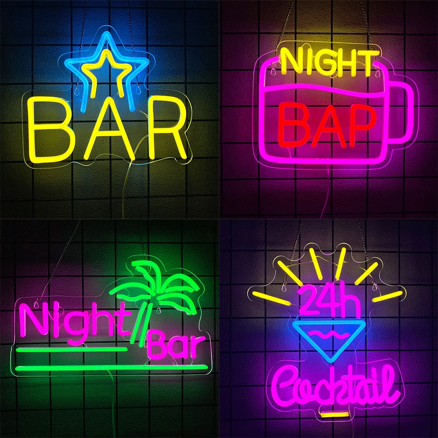

Neon Cocktail Theme Sign, Led Hand-Made Usb Power Supply, Used For Home Living Room, Bar Party, Club, Pub Aesthetic Decor.