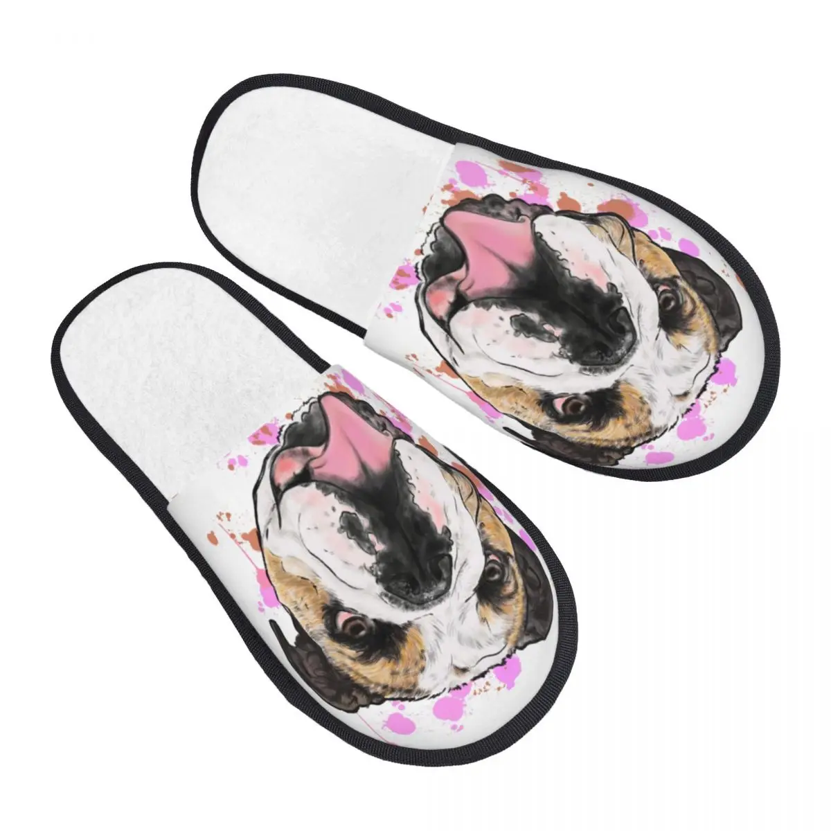 Custom Bubbles The Bulldog Soft Memory Foam House Slippers Women English Bulldog Puppy Comfy Warm Anti-Skid Slipper