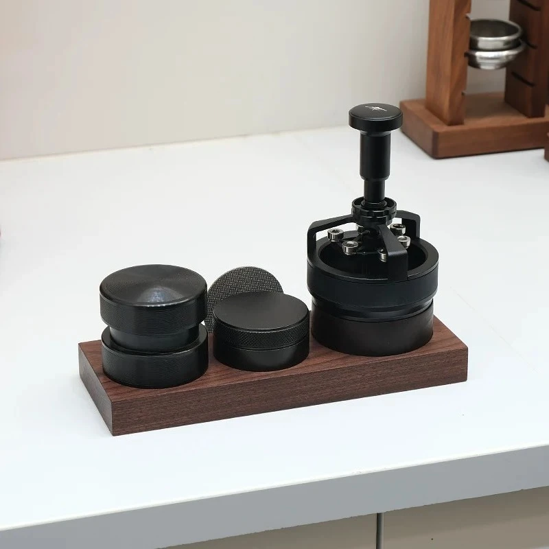Multi Functional Coffee Tool Storage Holder, Wooden Base Coffee Distribution Needle Organizer for Coffee Powder Cleaning