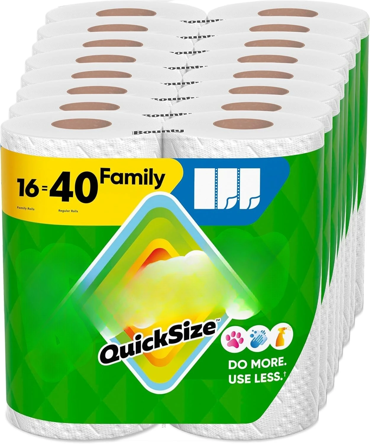 

Paper Towels Quick Size, White, 16 Family Rolls = 40 Regular Rolls (Packaging May Vary)