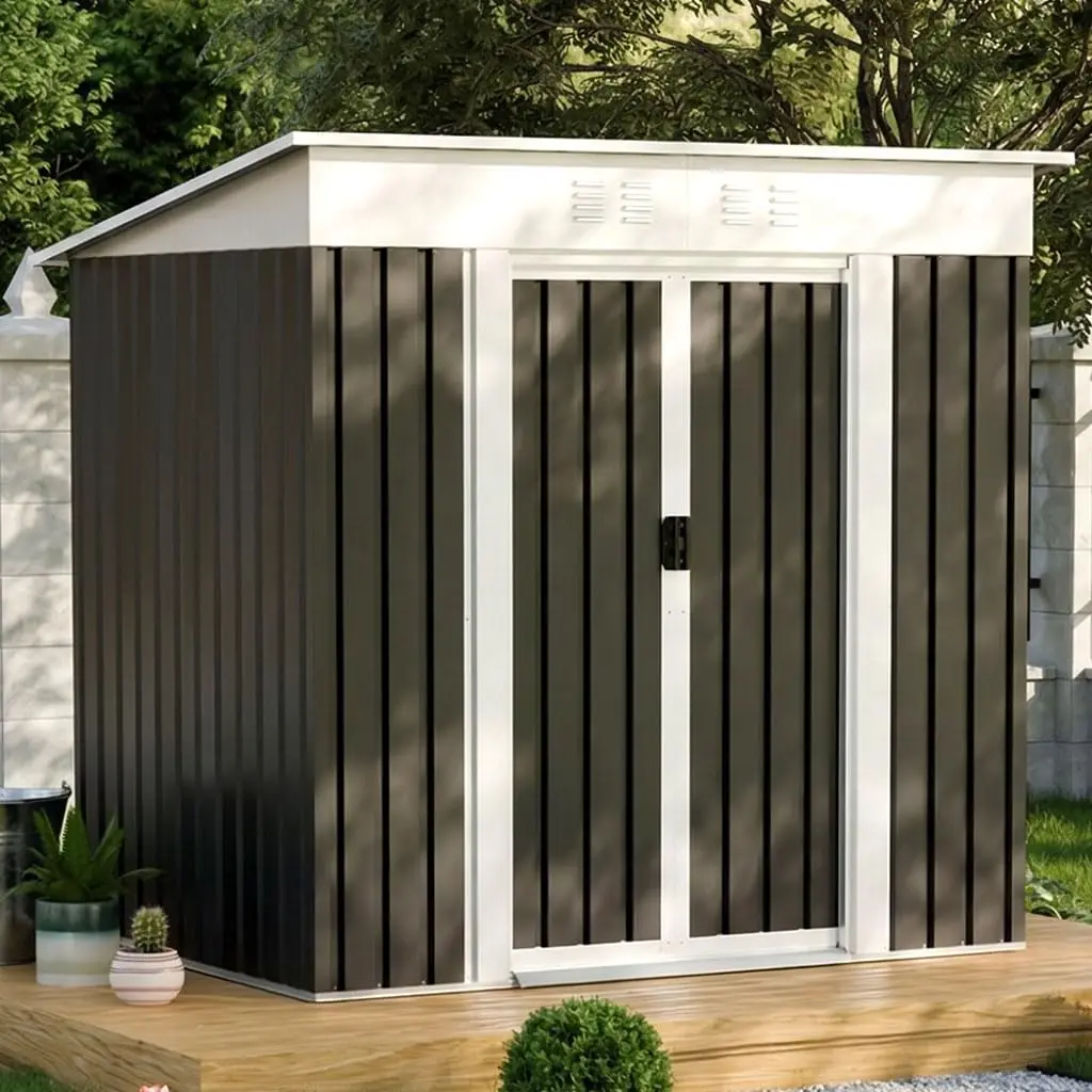 6x4 FT Metal Outdoor Storage Shed with Sliding Door, Customized
