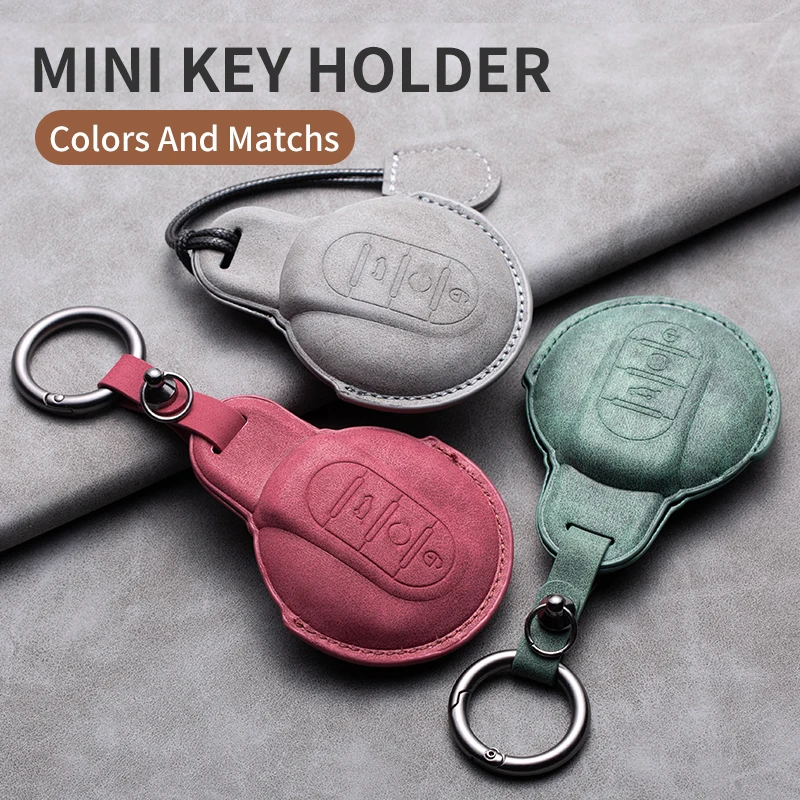 Suede Leather Car Remote Key Case For BMW MINI COOPER S ONE JCW F54 F55 F56 F57 F60 CLUBMAN COUNTRYMAN Keychain Auto Accessories