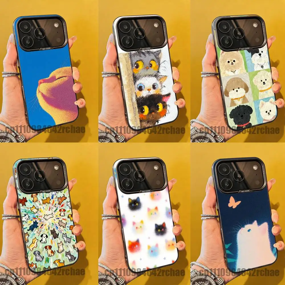 

For Cartoon Cute Cat Dog Phone Case iPhone 15,16,12,14,13,17,11,E,Pro,Max,Plus,Air,Mini Black TPU Cover