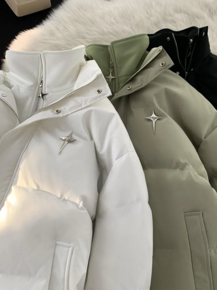 

Loose Fit Cotton Jaet for Men Winter Youth Casual Streetwear American Sle Couple's Outerwear Large Size Polyester Fiber