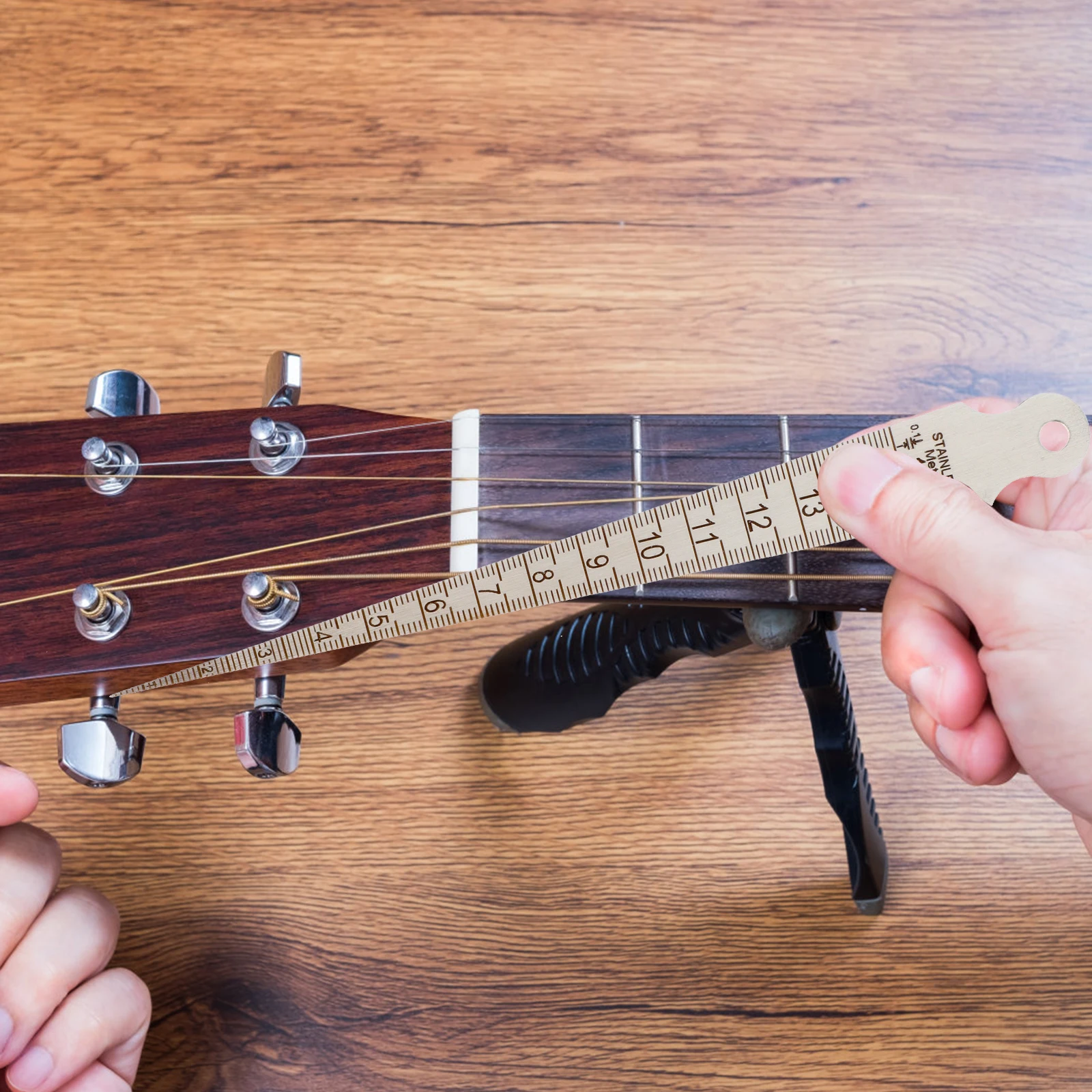

Guitar Measuring Ruler Compact Size Easy Storage Sturdy Steel Portable Luthier Tool Guitar Gaps Machinist Tools Bridge Repair