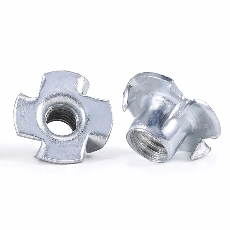20-30Pcs M3 M4 M5 M6 M8 M10 Zinc Plated Carbon Steel Four Claws Prongs Knock In Wood Captive Nut Insert Nut
