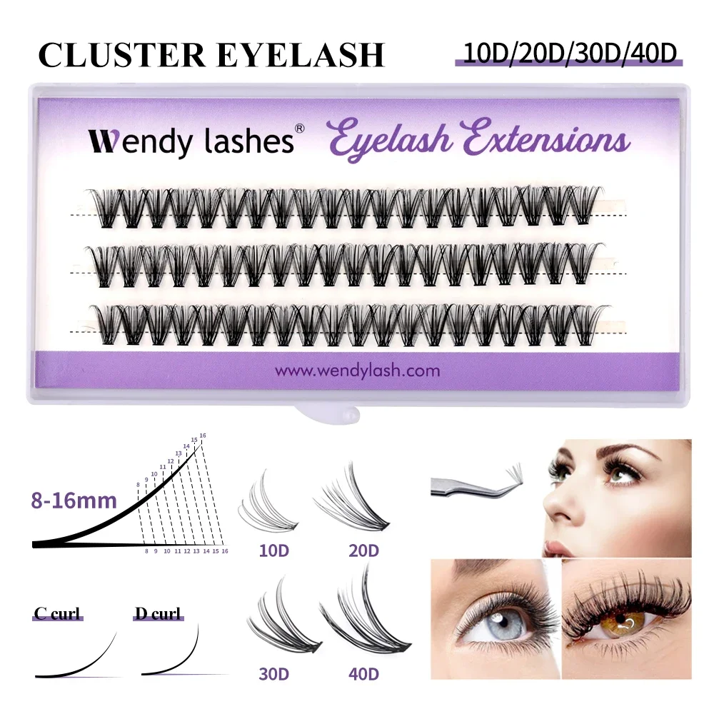 Wendy Lashes Cluster Lashes Extension 30D/40D/60D/80D 0.07D Natural Style Individual Eyelashes Handmade Eyelash Bundles