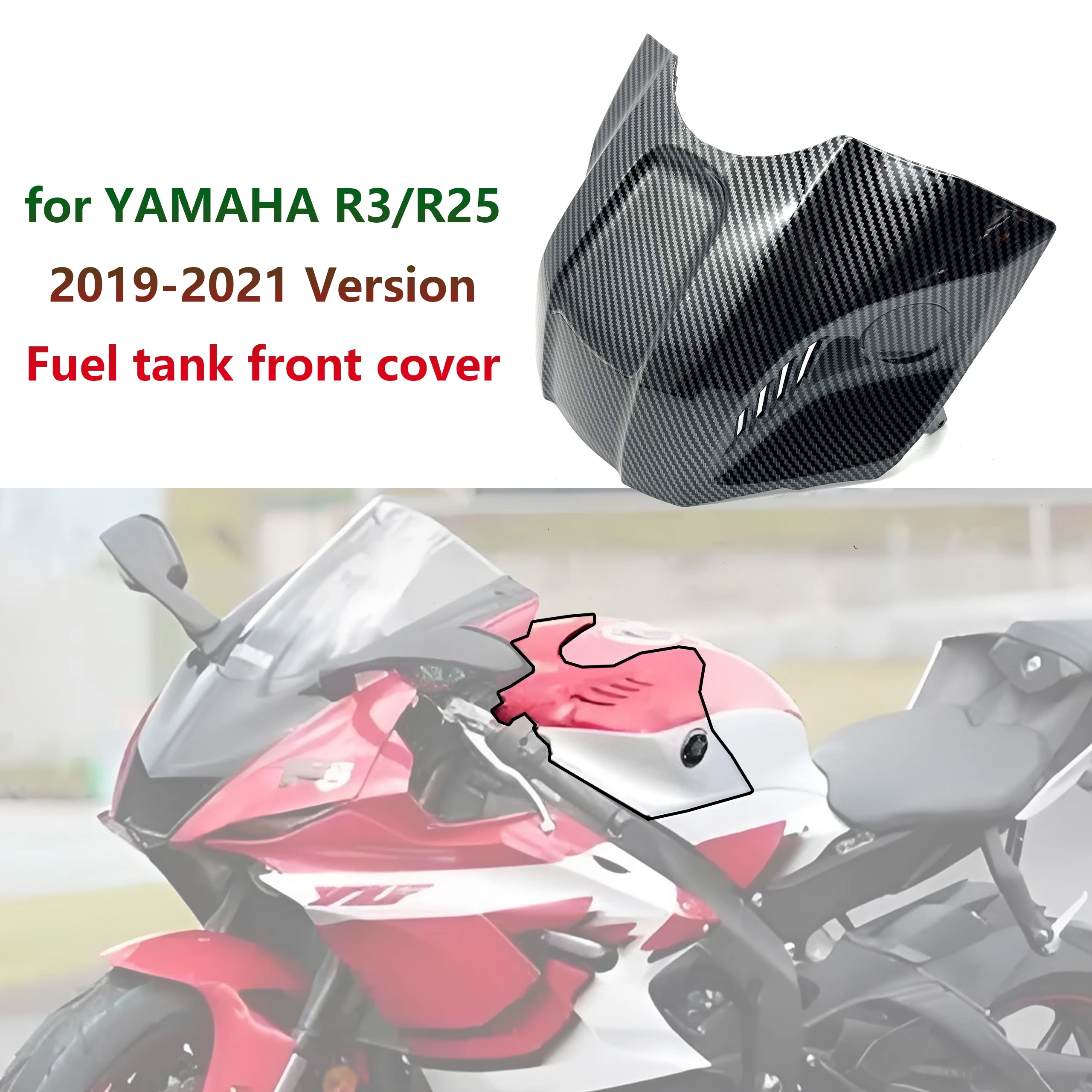 

Carbon Fiber Style Front Fuel Tank Cover for Yamaha YZF-R25 R3 2019 2020 2021 Motorcycle Tank Front Fairing Shell Panel