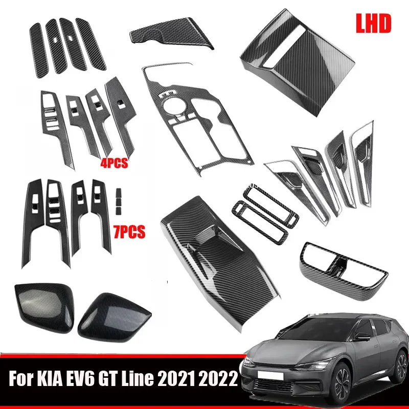 For KIA EV6 GT Line 2021 2022 headlight window swtich gear shift panle air condition vent door handle bowl covers accessories