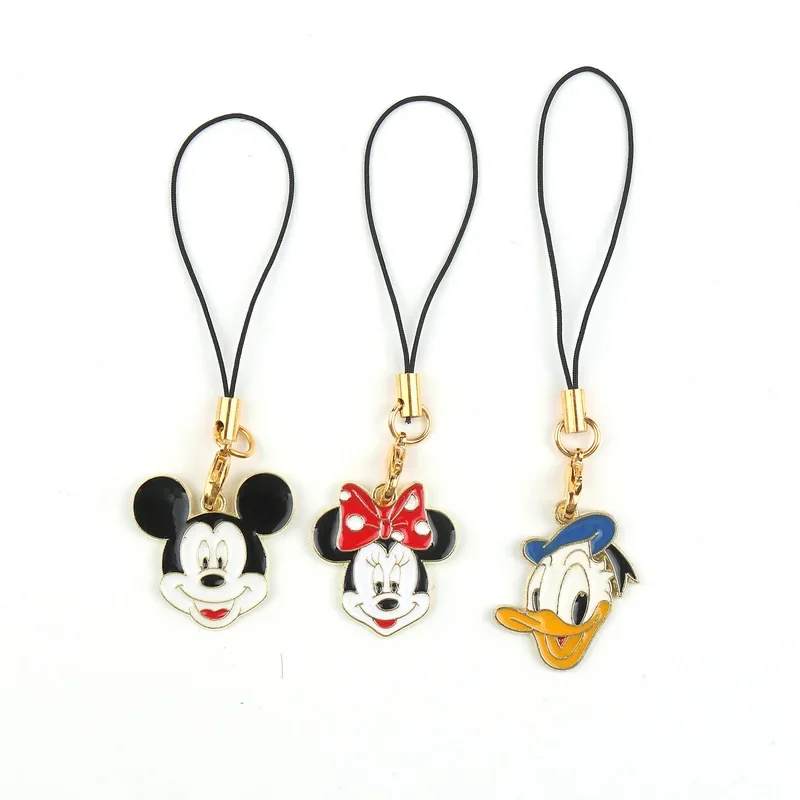 Disney mickey mouse pingente, bonito, personalidade, desenhos animados, cordão do telefone móvel, cadeia curta, acessórios de moda, presente para crianças