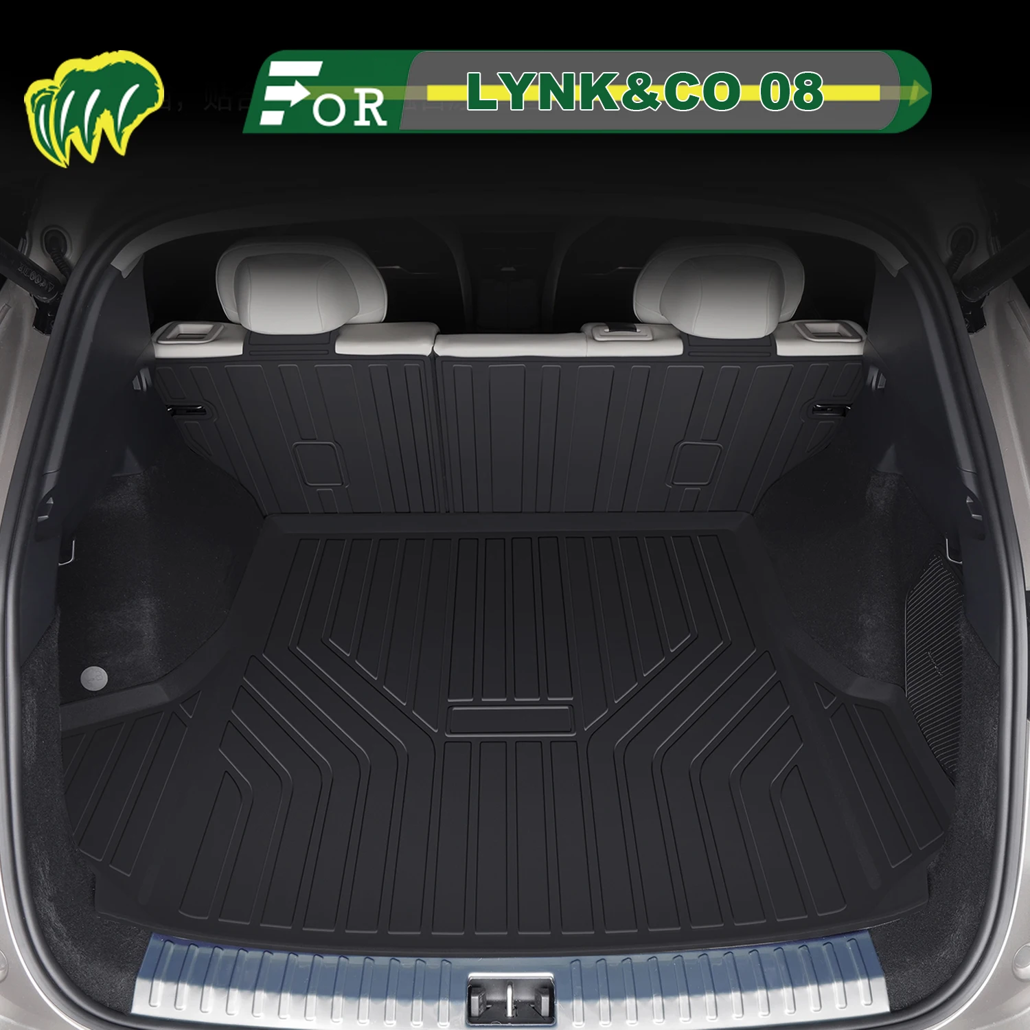 

For LYNK&CO 08 2023-2025 TPE Custom Fit Car Trunk Mat All Season Cargo Mat 3D Shaped Trunk Liner Chair-back Protection Mat