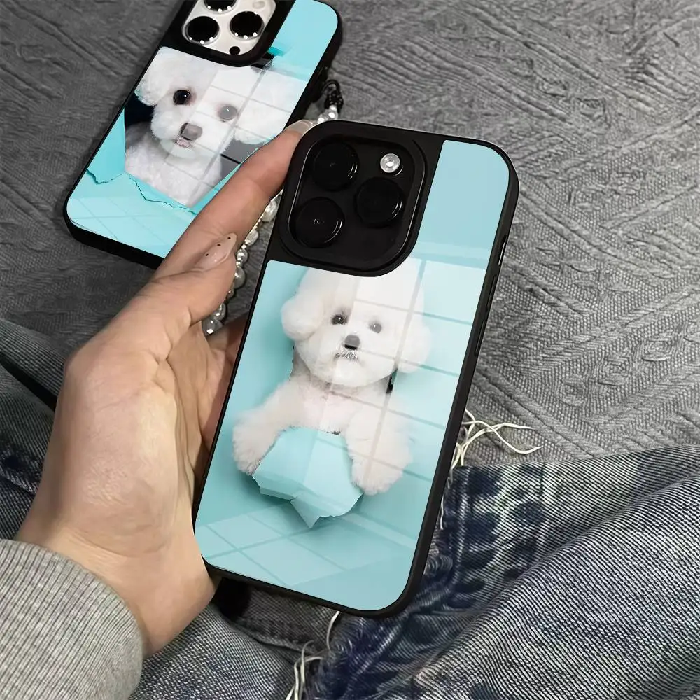 

Cute Cats And Dogs Phone Case Glass Cover For Iphone 16 15 14 12 11 13 Pro Max Mini Puls Attraction CASE
