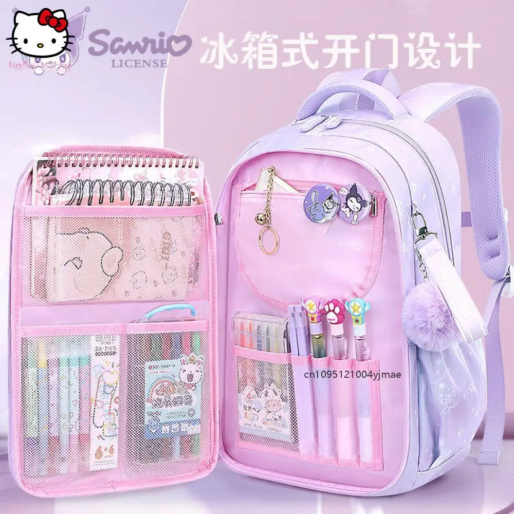 New Sanrios Anime Cinnamoroll Children Backpack Large Capacity Backpack Melody Kuromi Cartoon Student Schoolbag Shoulder Bag