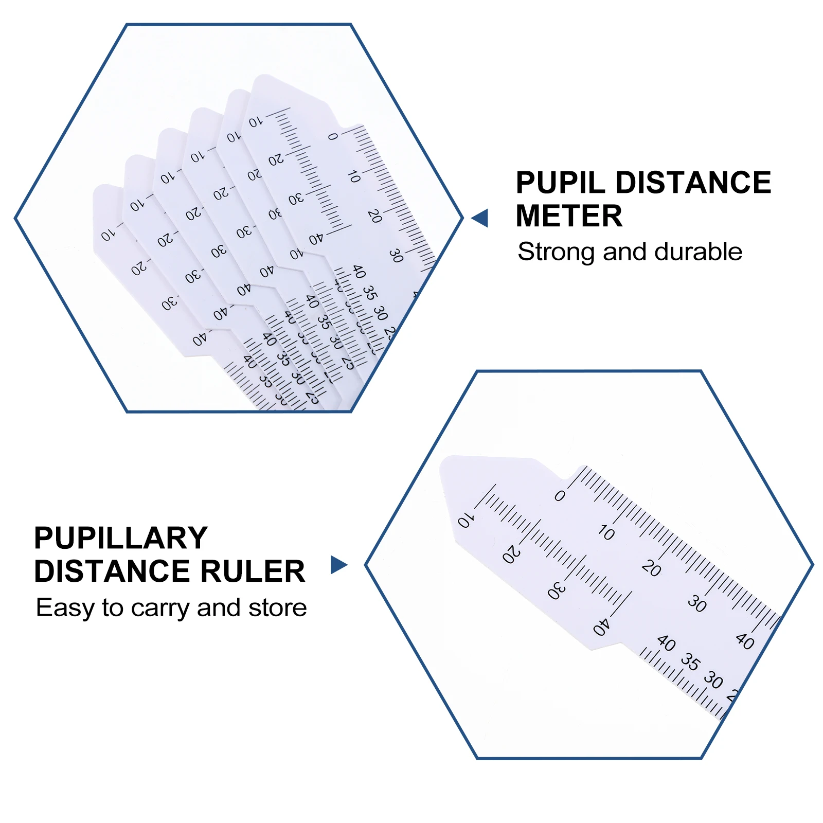6 個瞳孔定規軽量人間工学正確なスケールプラスチック瞳孔距離定規光学 PD メーター目のツール