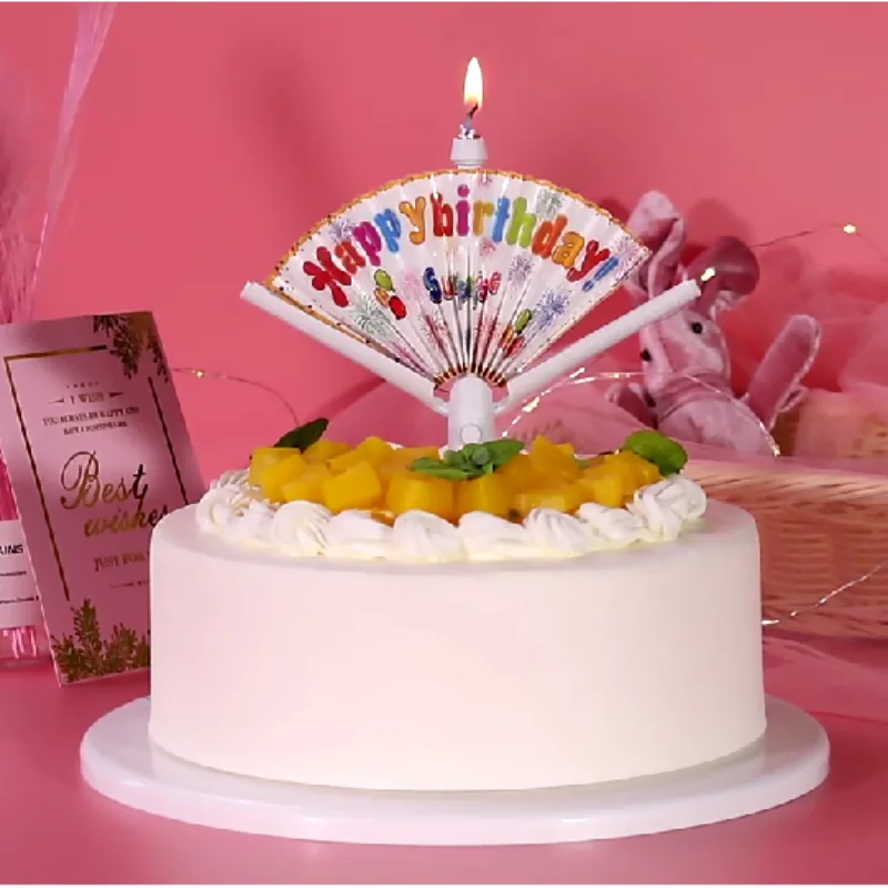 Deformable Fan Candles Happy Birthday Creative Cake Cartoon Characters Holiday Decorations Cake Party Digital Candles