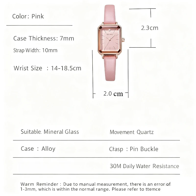 موضة جديدة رائجة البيع ساعة نسائية مربعة صغيرة الطلب مقاوم للماء ساعة كوارتز كاجوال للسيدات كورية #6