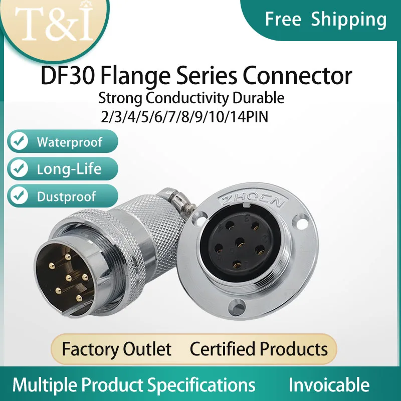 

5Sets DF30 GX30-3/4/5/6/7/8/910/11/12Pin Aviation Automobile Waterproof Male Female Fixed Flange Installation 3-hole Connector