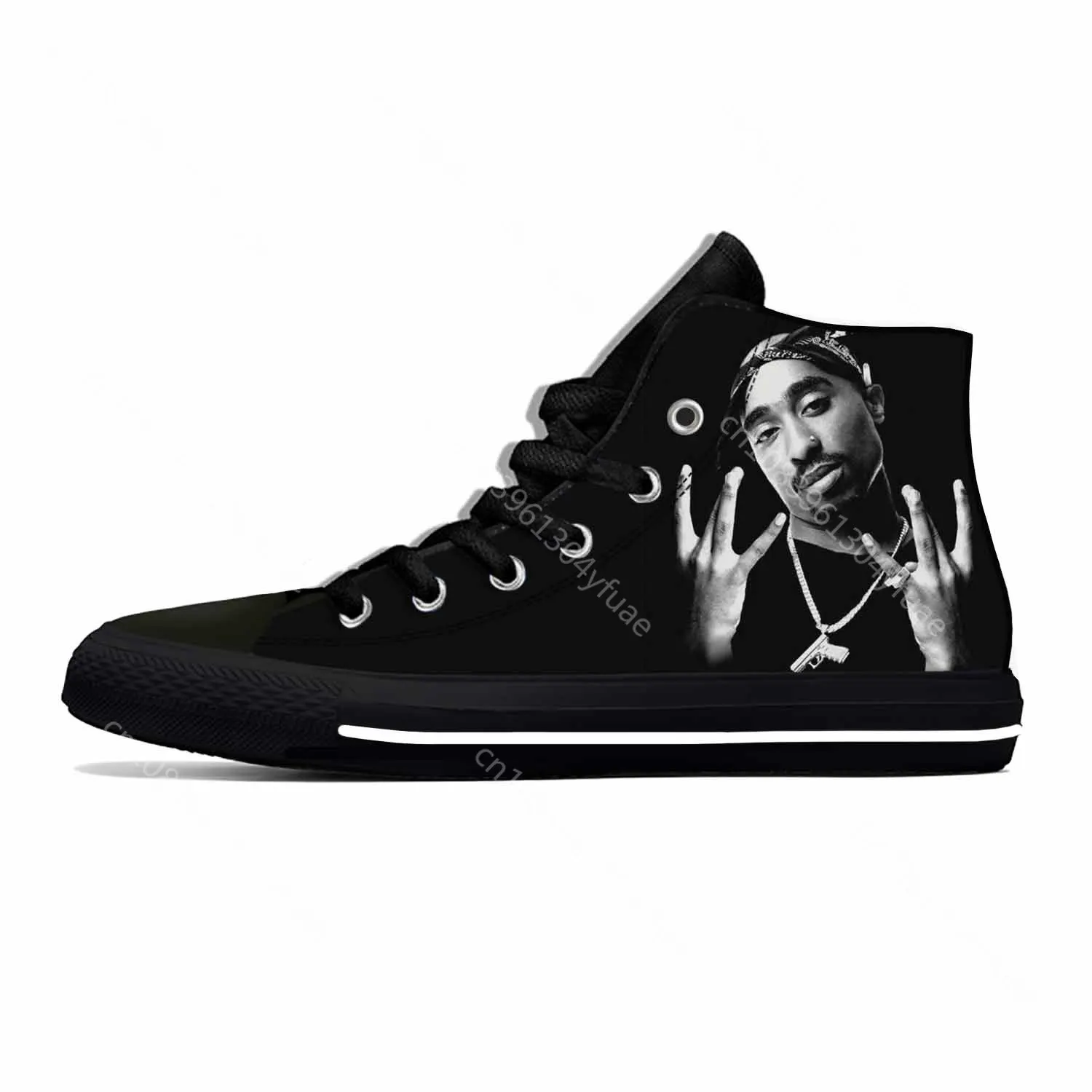 Sepatu kain kasual musim panas populer populer Fashion Rap 2pac Tupac sepatu ringan pria wanita Sneakers Mode Tinggi sepatu papan terbaru