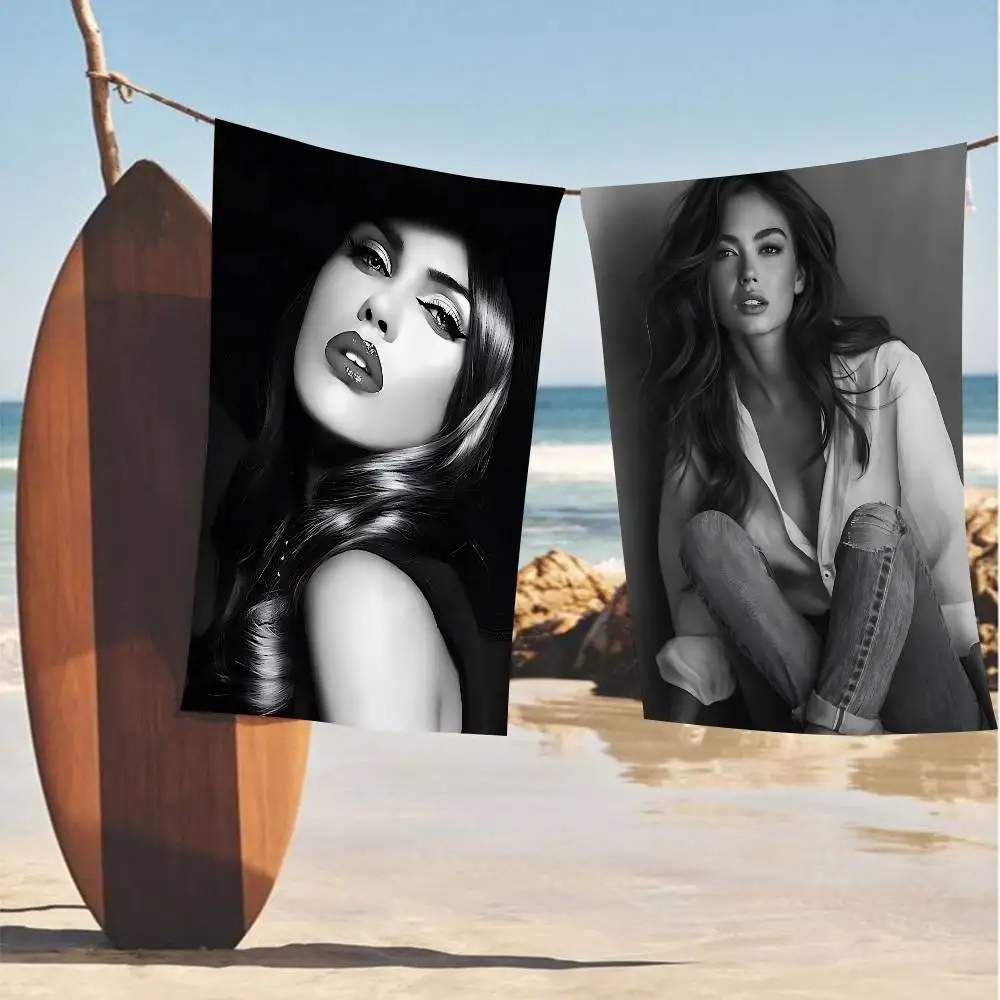 Black and white Caution Beautiful Lady Anime Beach Swimming Towel Soft Absorbent Washcloth Children's Gifts for Kids Travel