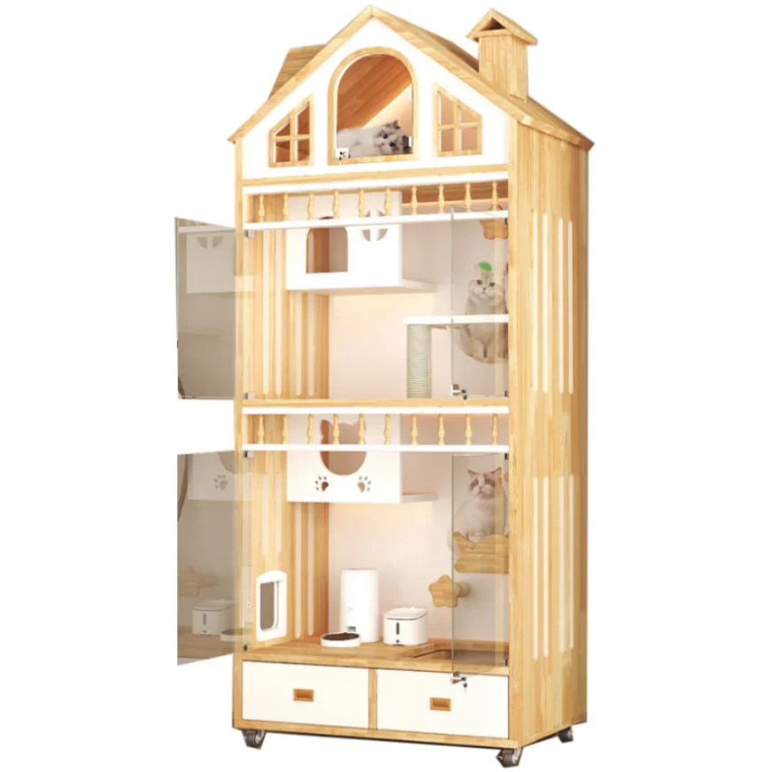 High Quality Cheapest Wooden Cat Enclosure Indoor Cat House Large Cat Cage With Nice Price