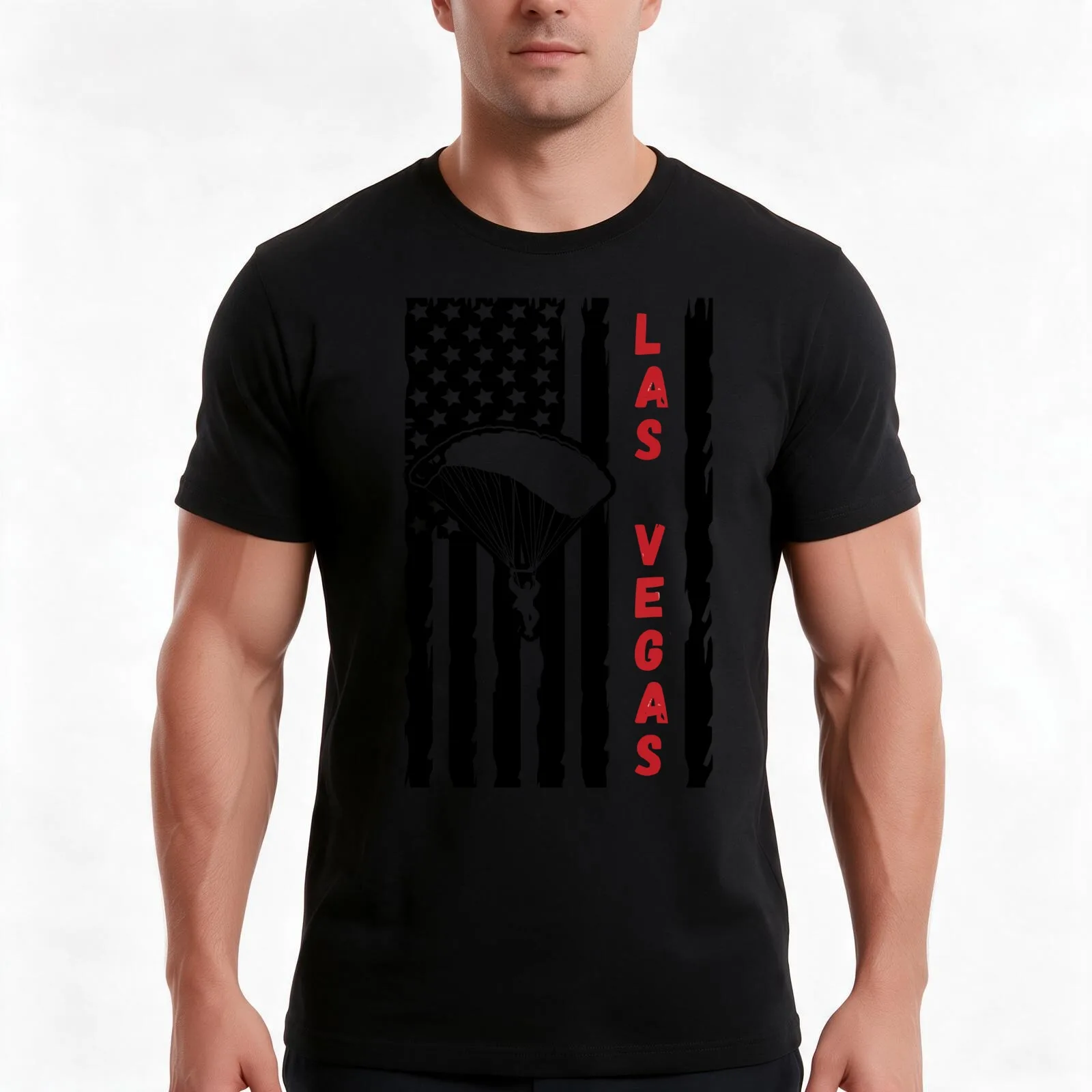 Skydiving in Las Vegas, Nevada NV - Vintage Paragliding Parachuting Logo T-Shirt, Summer Casual Cotton Tee, Unisex Men Women