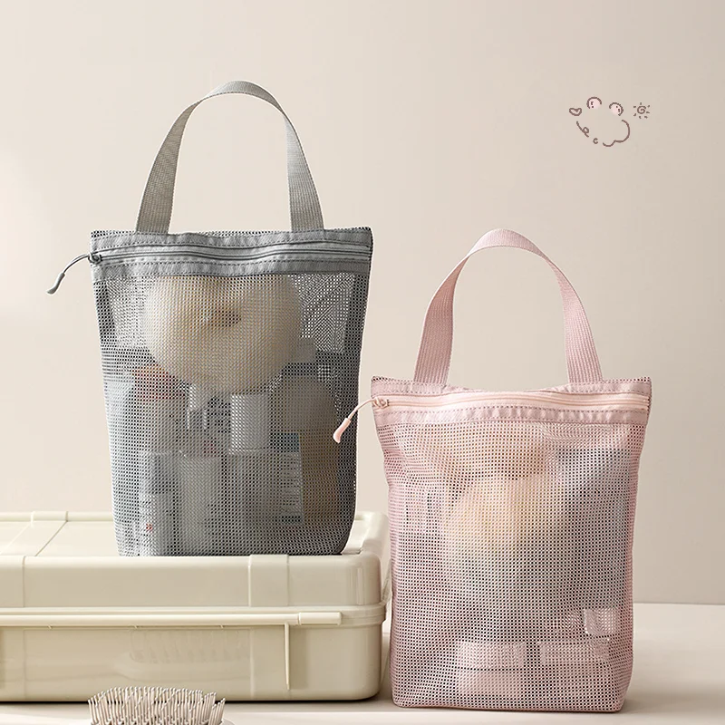 

23x26cm Portable Toiletry Bag With Handy Handle Large Capacity Mesh Toiletry Storage Bag Makeup Bag For Business Trips Travel