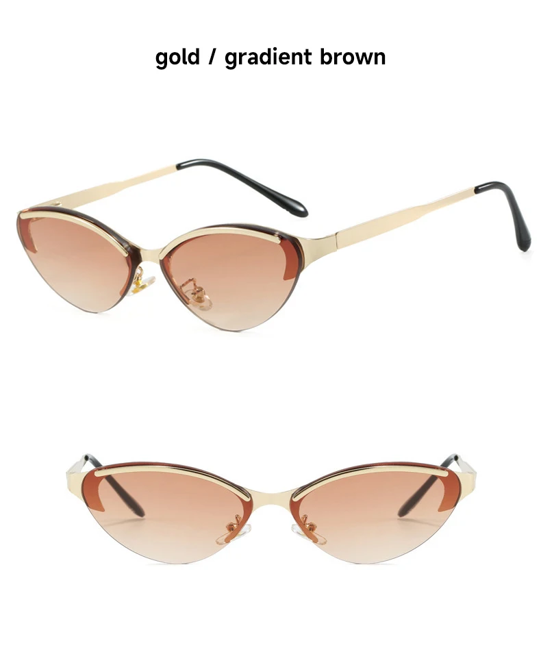 Neue Mode Cat Eye Sonnenbrille Frauen UV400 Randlose Shades Marke Designer Sonnenbrille Augenbrauen Elegante Outdoor Brillen – Detail 11