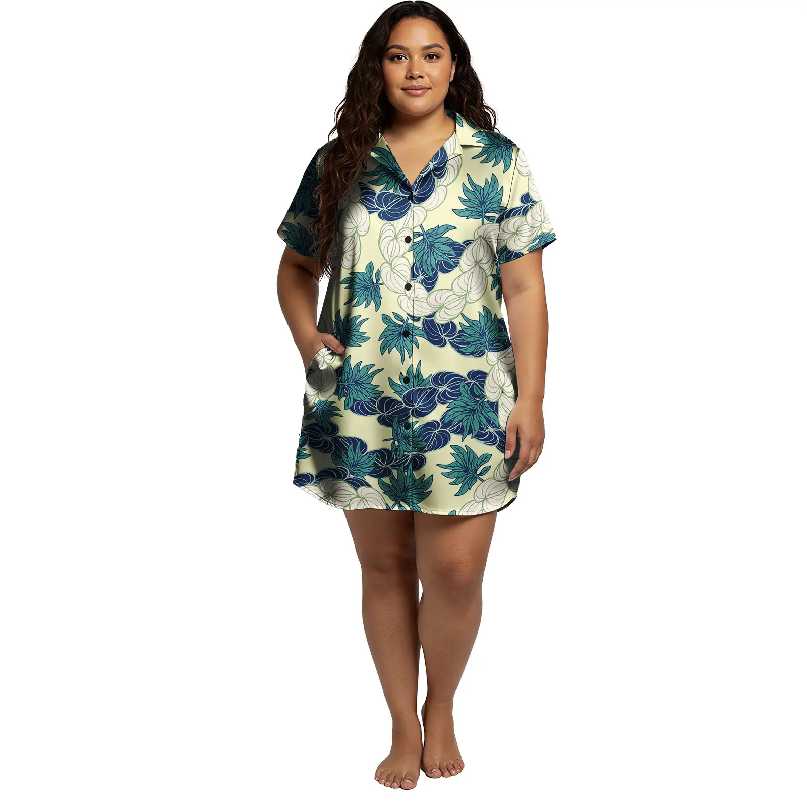 شعار مخصص نادي الحفلات عادية ساموا ميدي فستان هاواي موكيهانا لي كرافت القبلية حجم كبير ملابس النساء فستان طباعة الأزهار #6