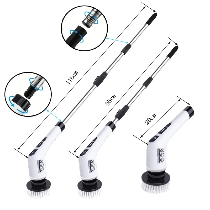 1set, Electric Cleaning Brush, Electric Rotary Floor Scrubber, Wireless Electric Rotary Scrubber, Replaceable 7 Brush Heads