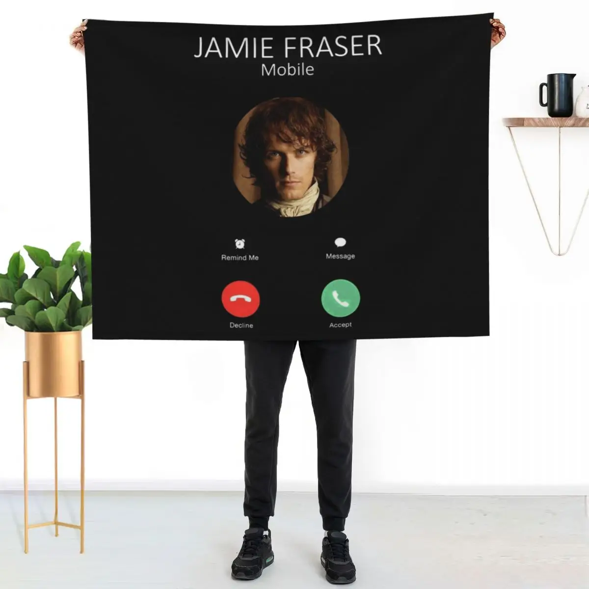 Gifts For Men Jamie Fraser Calling Cute Gift Throw Blanket sofa bed Shaggy Warm Luxury Designer Plush Bed linens Blankets
