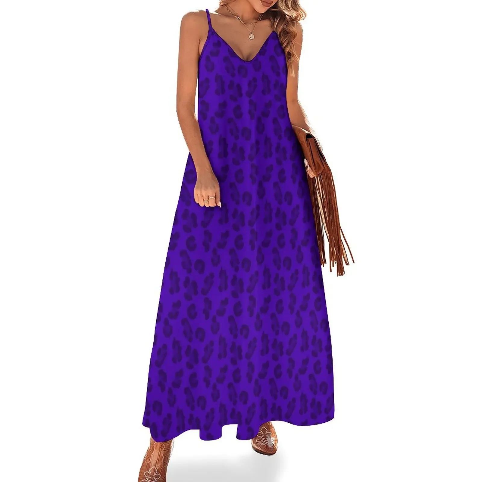 

Leopard Print Purple Sleeveless Dress summer dress woman 2025 trendy summer dress women 2025 Long woman Prom gown