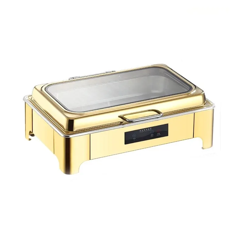 Luxury Durable Electric Stainless Steel Rectangle Chafing Dish 9L Food Buffet Warmer Set For Commercial Restaurant