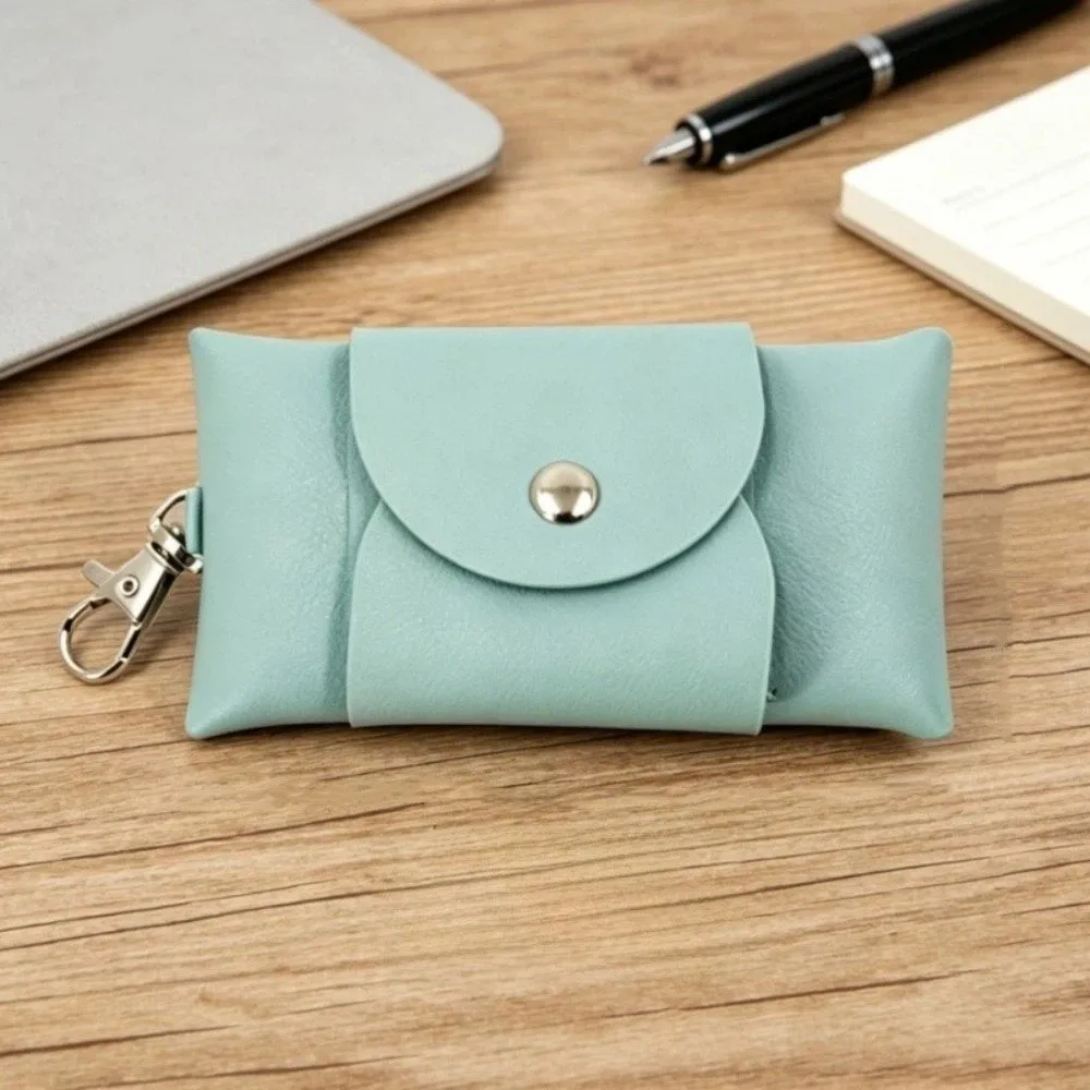 Car Key Expandable PU Leather Key Case Retractable Buckle Anti-Loss Storage Bag Leather Easy-pull Key Holder Key Pouch Storage