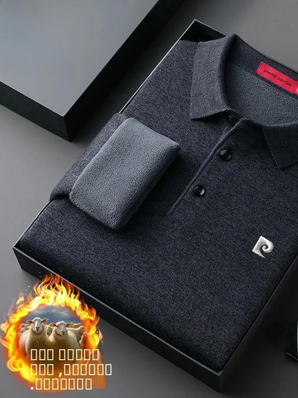 

Мужской утепленный шерстяной свитер Pierre Cardin, повседневная вязаная кашемировая рубашка, теплая зимняя модная городская модель с длинным рукавом