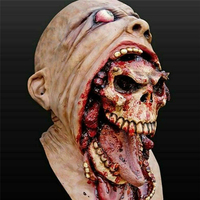 Halloween Bloody Horror Ripped Mask Double-layer Skull Latex Mask Scary Cosplay Party Props Halloween Party Decoration