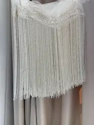 2 Yard Silver Heavy Bead Fringe Tassel Trim For Dance Costume Haute Couture Dress Trimming