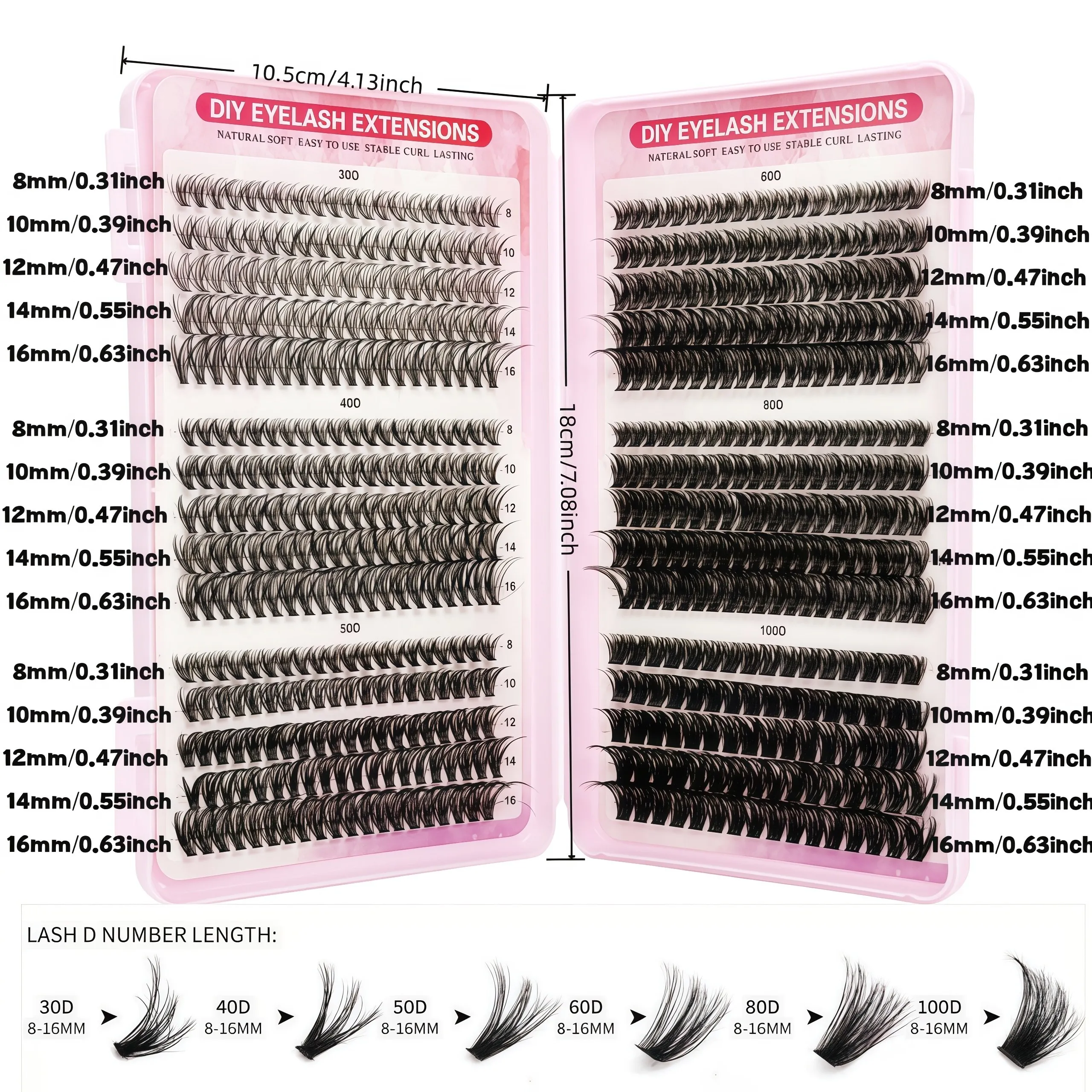 Neue 30-reihige Einzel-Wimpernverpackung, mit großer Kapazität, 8-16 mm gemischte Längen, Cluster-Wimpern, geeignet für Anfänger. – Detail 4