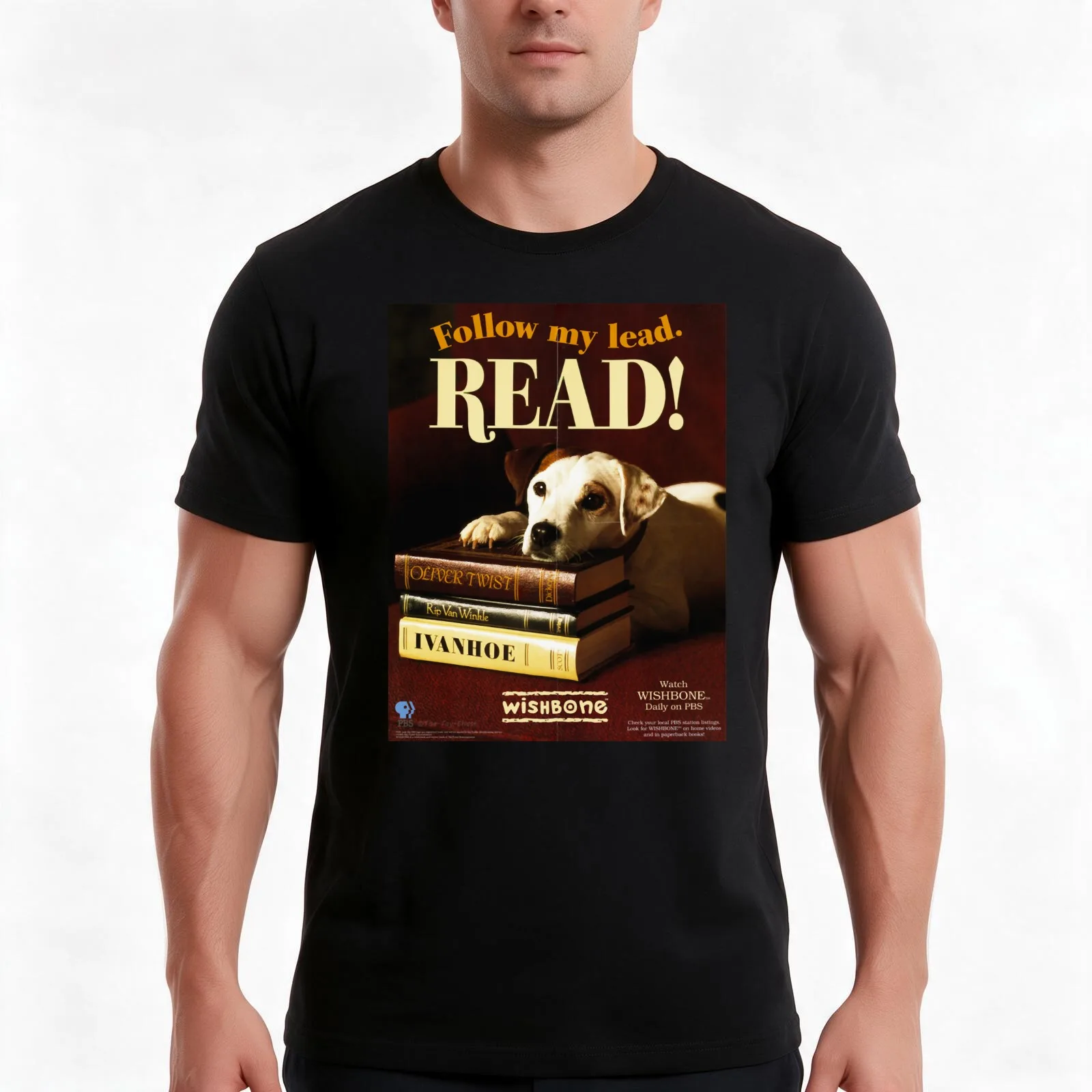 Wishbone dog - READ! T-Shirt Summer Casual Cotton Tee Oversized Streetwear Tops Vintage Graphic Print Loose Fit Short Sleeve