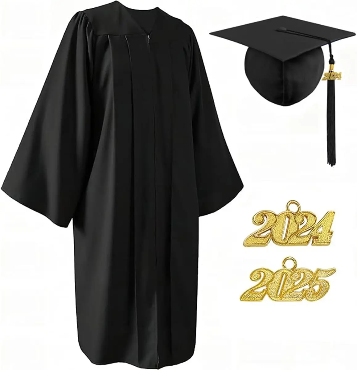 Unisex Matte Cap and Gown 2024 2025 with Tassel for High School and College Graduation Academic Dress school uniform top