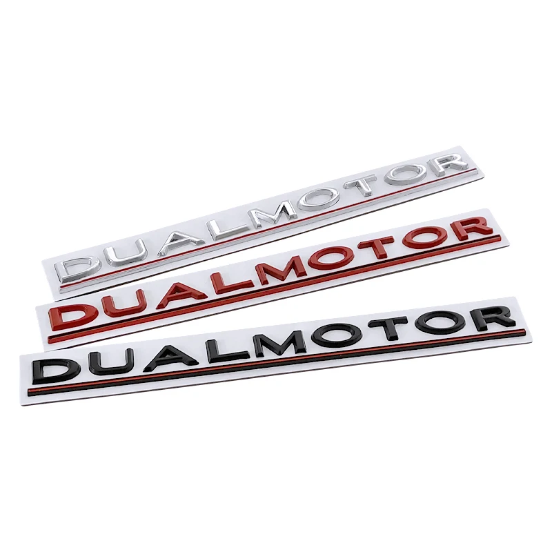 3d ABS Chrome Black Red Logo Dual Motor Emblem Letters Car Trunk Badge per Tesla Model Y 3 X S Dual Motor Sticker accessori