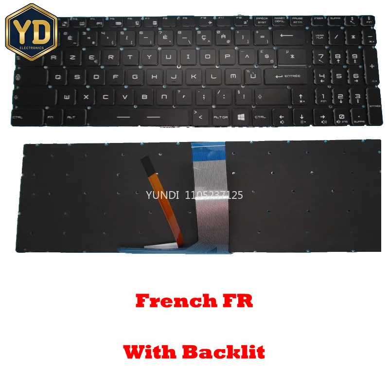 YD Laptop Colourful Backlit FR Keyboard For MSI GS70 GS60 V143422GK6 FR S1N-3EFR2G2-SA0 S1N3EFR2G2SA0 French FR Black No Frame N