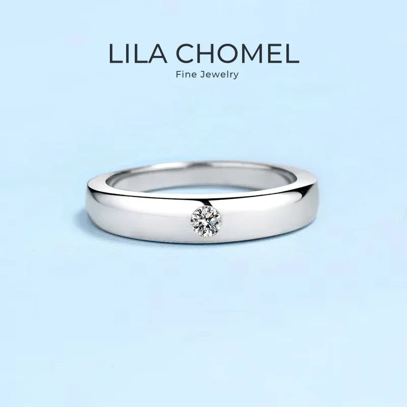 

LOVERS Engagement Women Men 18K White Gold Wedding Bands 0.1CT Moissanite Diamond Girl Birthday Gift Unisex Boy Valentine's Day