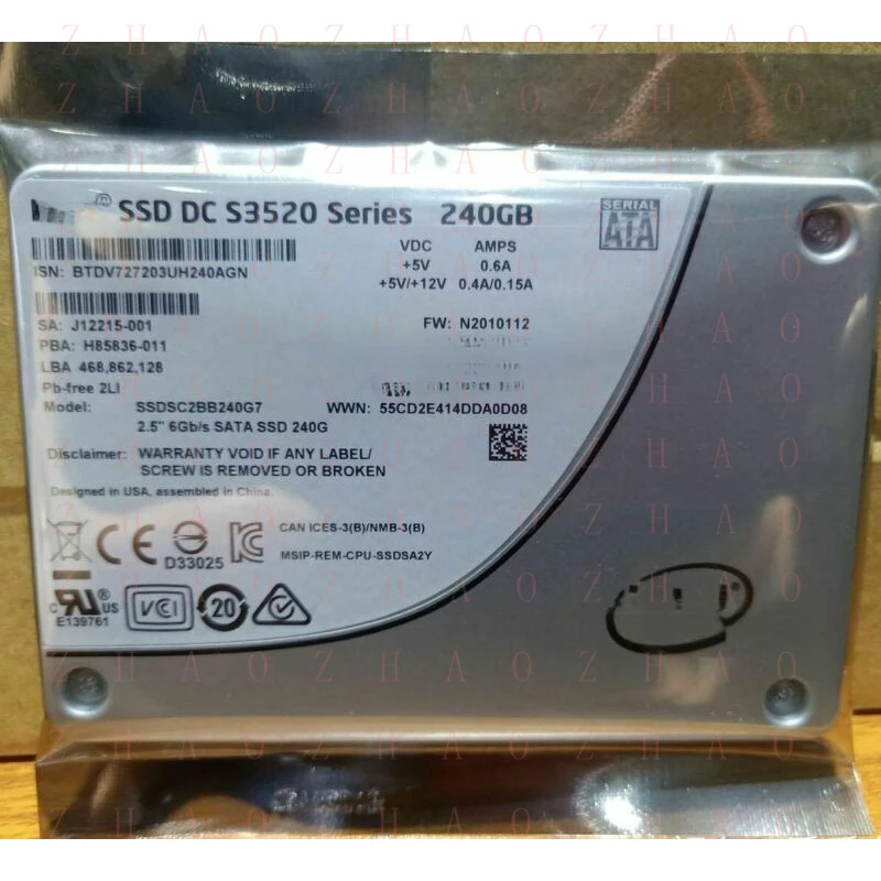 L+ for Intel SSD DC S3520 Series 150GB 240GB 480GB 800GB 960GB 1.2TB 1.6TB 2.5'' LOT