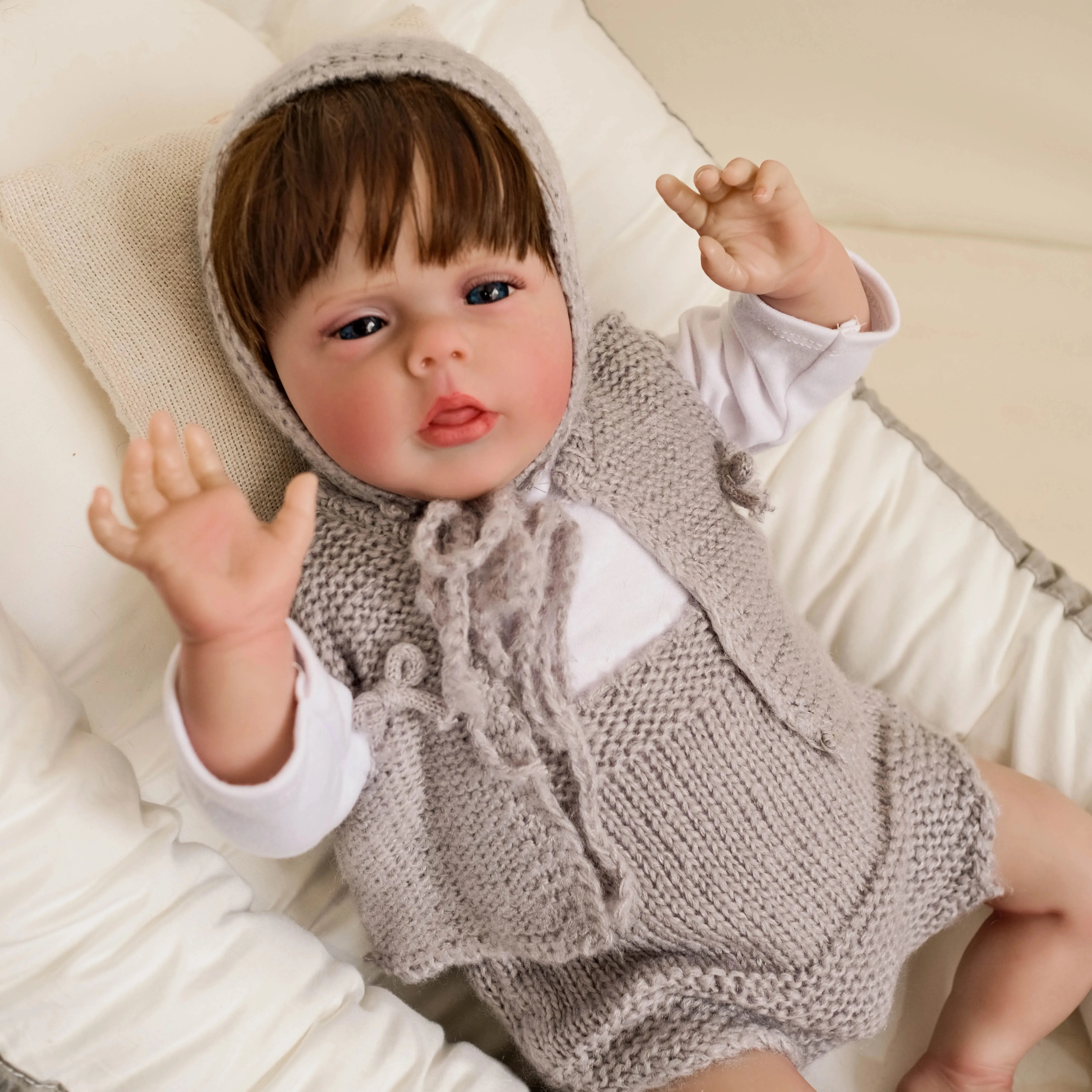 20inch Sherry  Already Painted Lifelike Reborn Doll Soft Touch 3D Skin Visible Veins With Hand Root Hair Baby