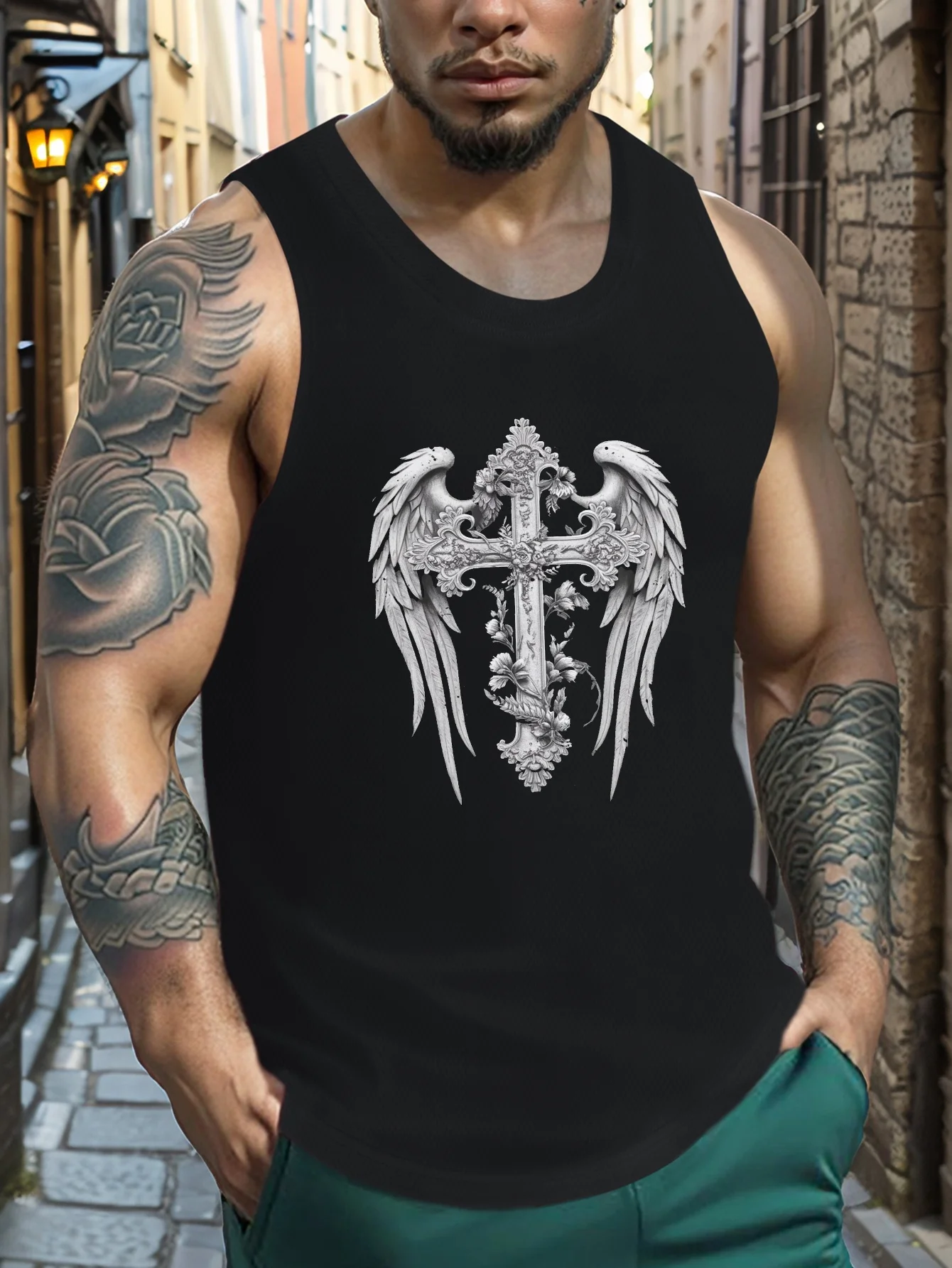 

Шикарный мужской пиджак стандартного размера с крестообразными крыльями ангела