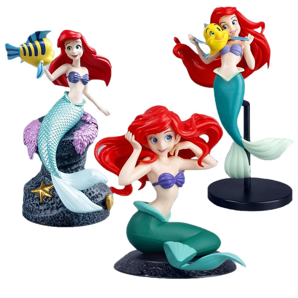 Figura de Ação da Princesa Sereia em PVC, Tema Oceano, Modelo Colecionável, Topper de Bolo, Decoração de Mesa para Casa, Ornamento para Festa de Aniversário Infantil