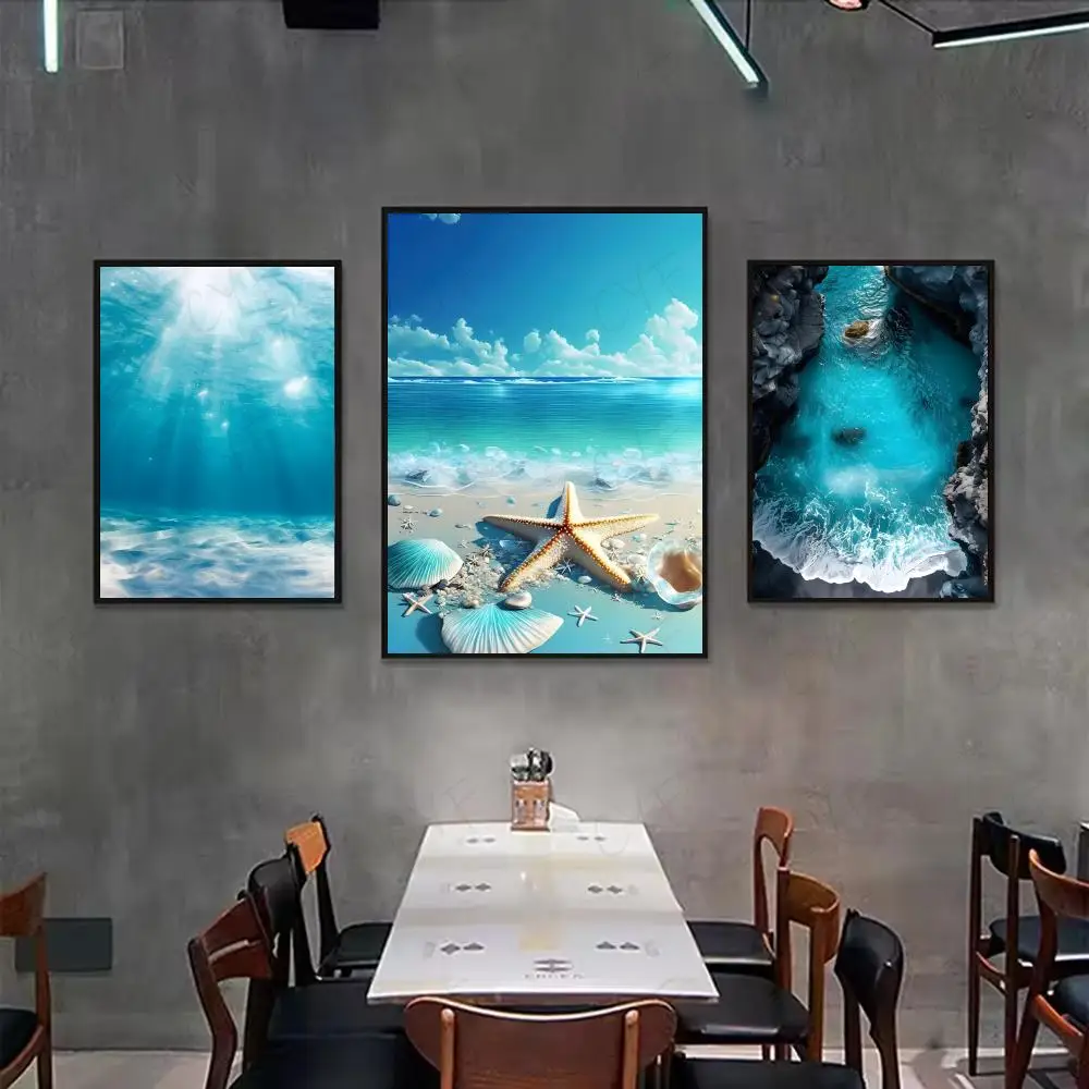 ملصق موجة المحيط على الشاطئ عالي الدقة على شكل رسوم كرتونية جدارية ملصق ذاتي اللصق قابل للإزالة لغرفة المعيشة المنزلية #2